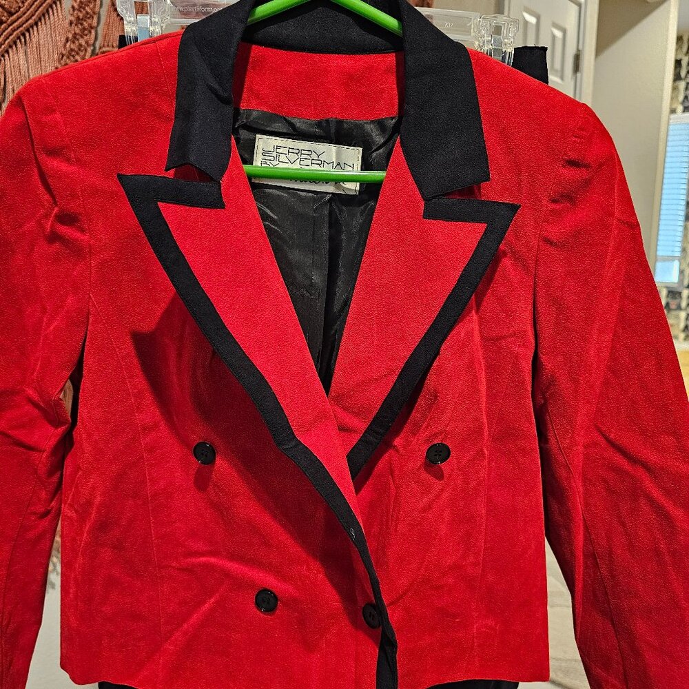 Vintage Jerry Silverman Red and Black Suit